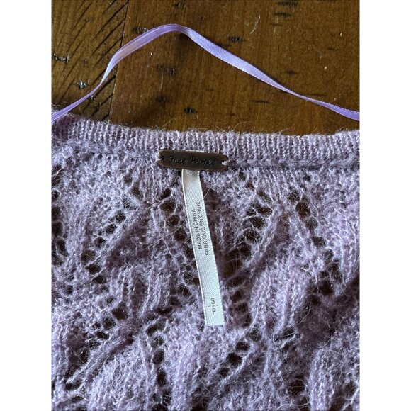 Free People Lofty Oversized V Neck Alpaca Blend Sweater Lilac Purple Women Small - Picture 4 of 7